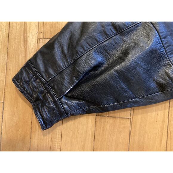 Vintage Anchor Blue Black Leather Jacket MENS LARGE *BUSTED ZIPPER - See Pics* - Picture 7 of 8